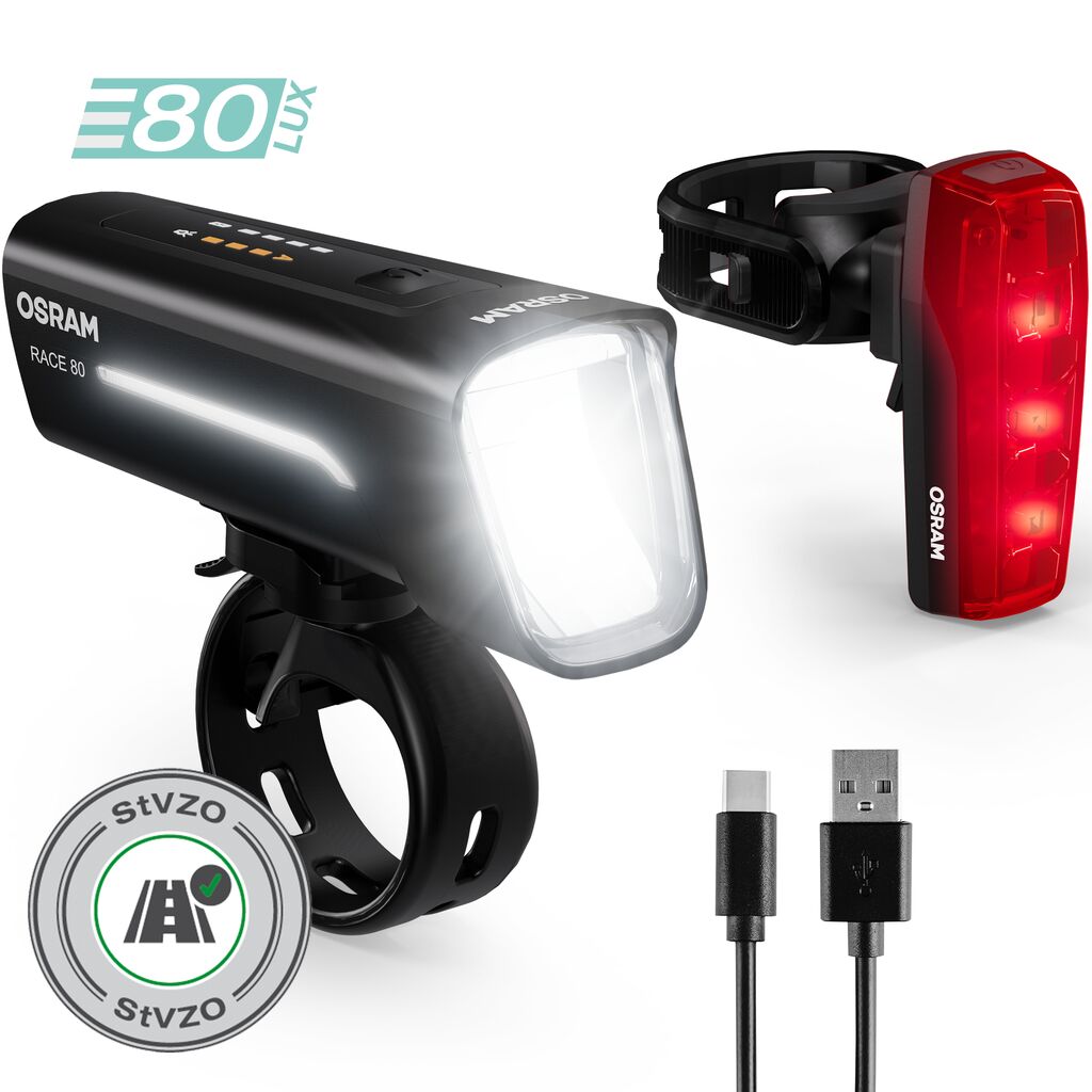 Zestaw lampek rowerowych LED Osram LEDsBike Race 80 - obrazek 6
