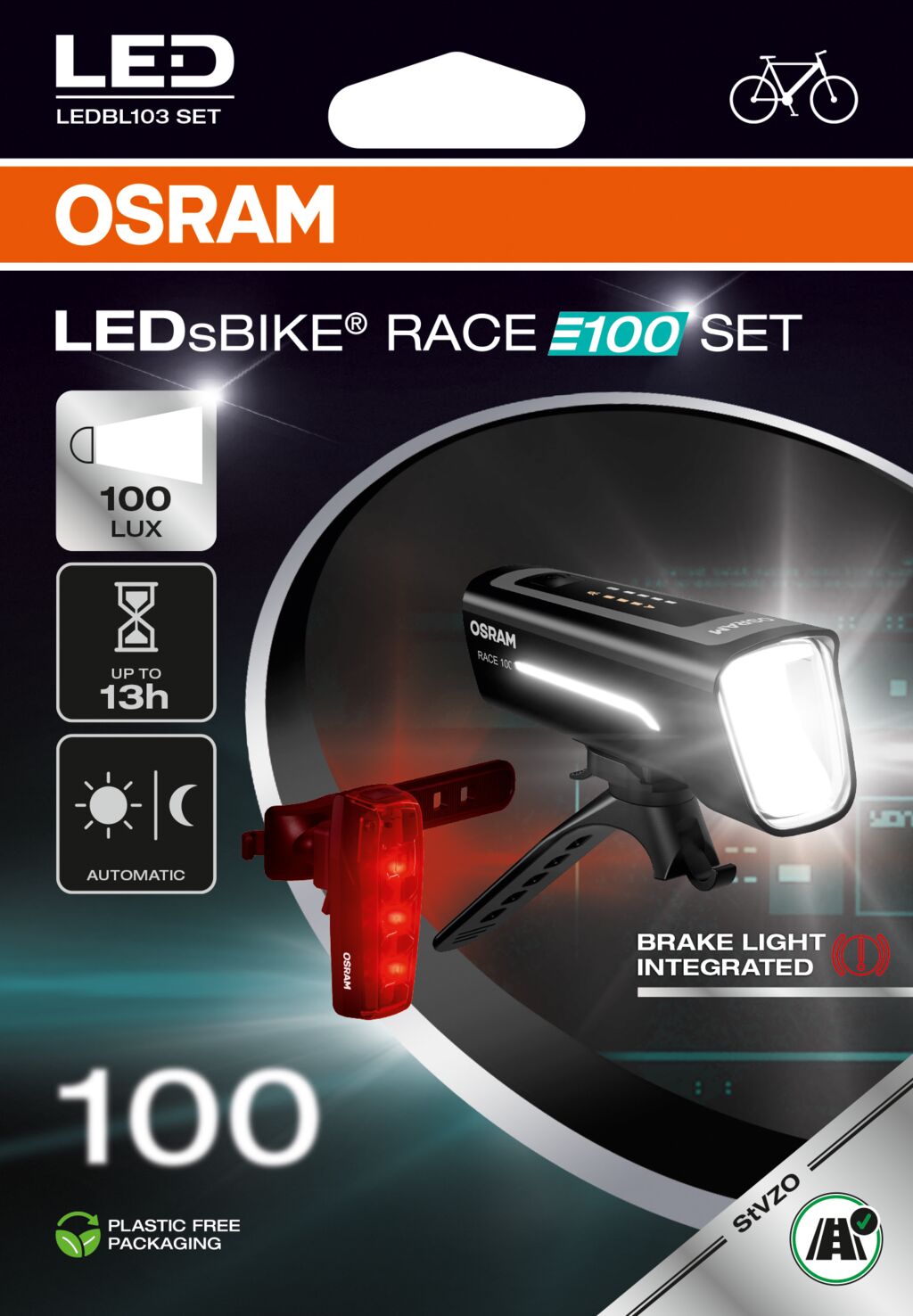 Zestaw lampek rowerowych LED Osram LEDsBike Race 100 - obrazek 7