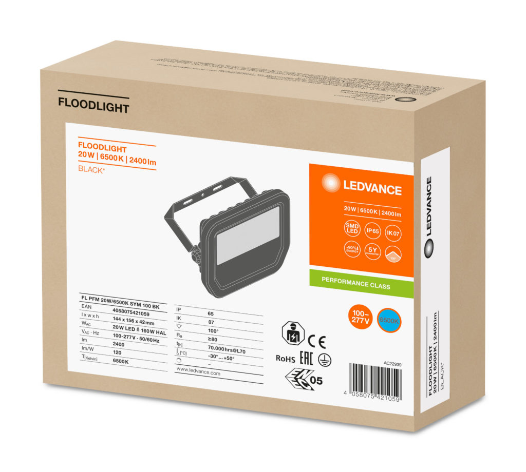 Naświetlacz FLOODLIGHT FL PFM 20W 6500K czarny LEDVANCE
