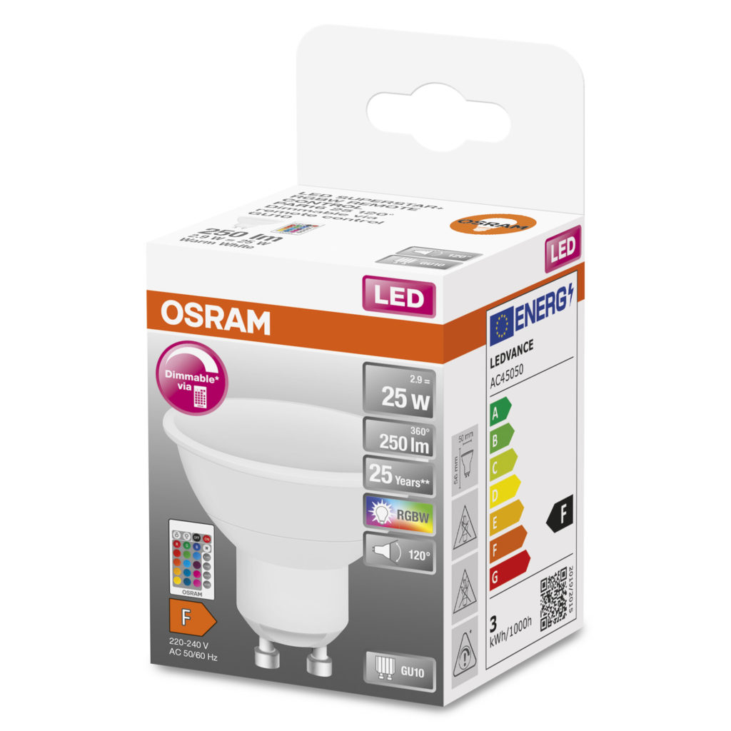 Żarówka OSRAM LED STAR RGBW 4,2W PAR16  GU10 + PILOT