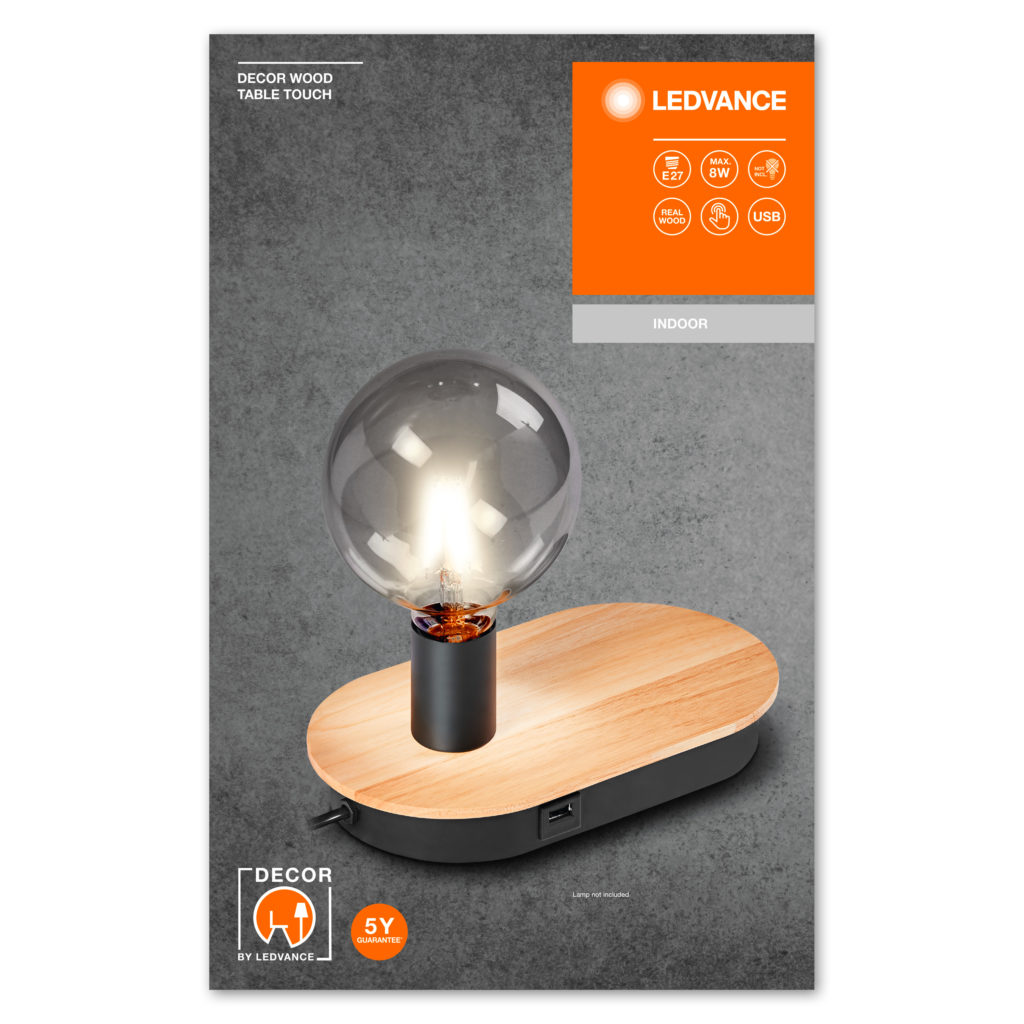 Lampka dekoracyjna stołowa Decor Wood Table Touch E27 Ledvance