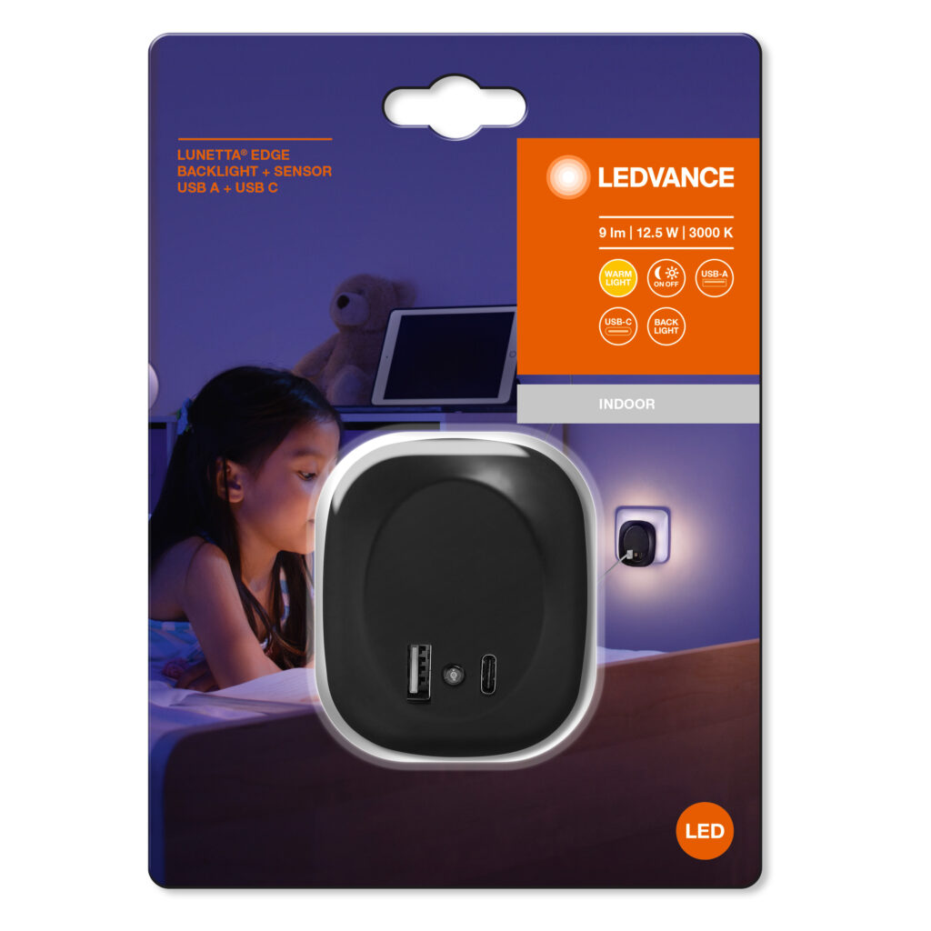 Lampka nocna z ładowarką LEDVANCE LUNETTA EDGE BLACK - obrazek 8