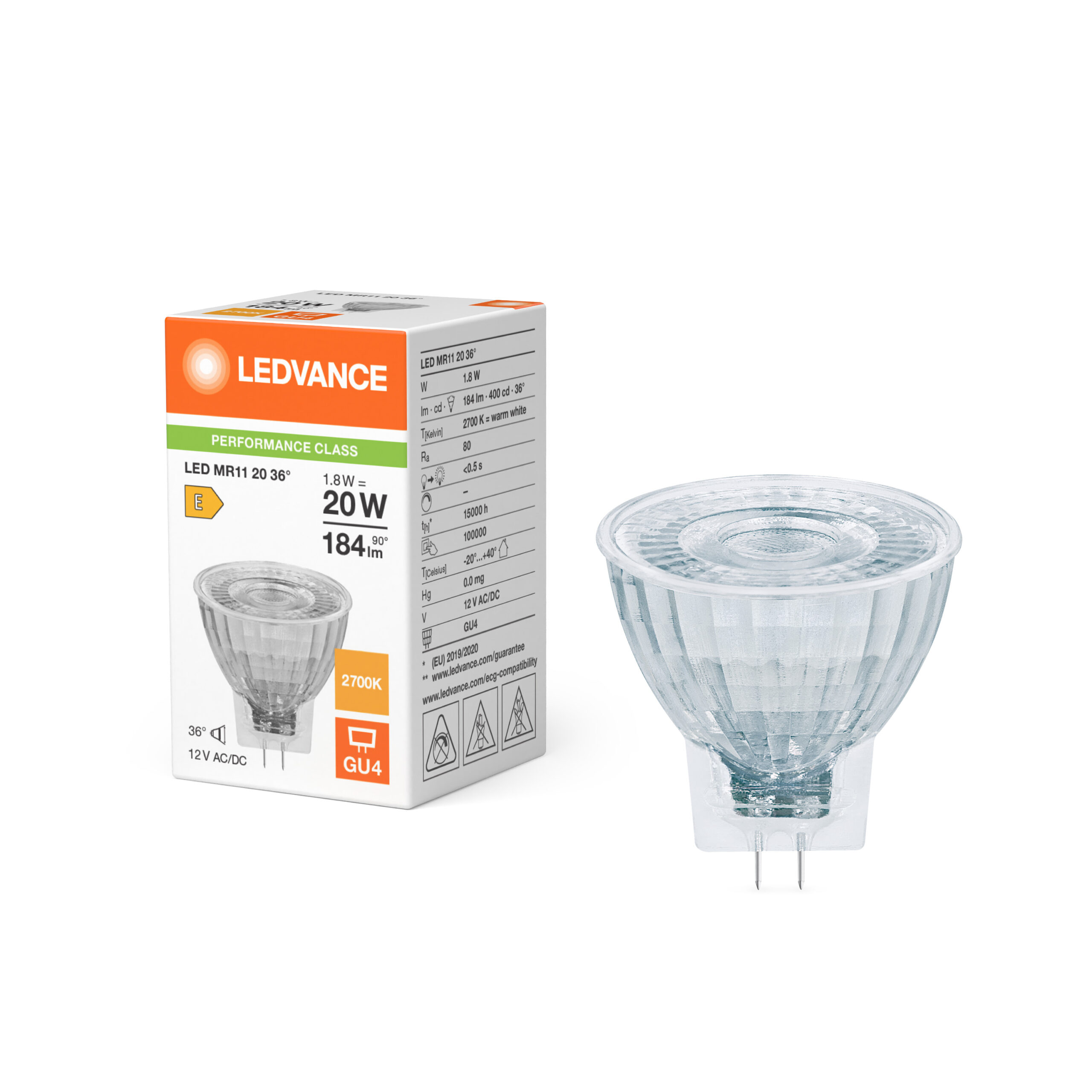 reflektorowa żarówka LED Ledvance MR11 36° P 1.8W 827 GU4