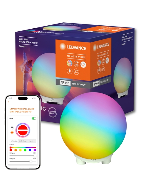 lampa kula kolory Ledvance Smart+ Wifi Ball Magic Mini RGBW USB
