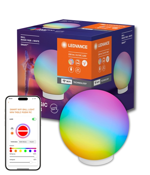 duża lampa kula kolory Ledvance Smart+ Wifi Ball Magic RGBW USB