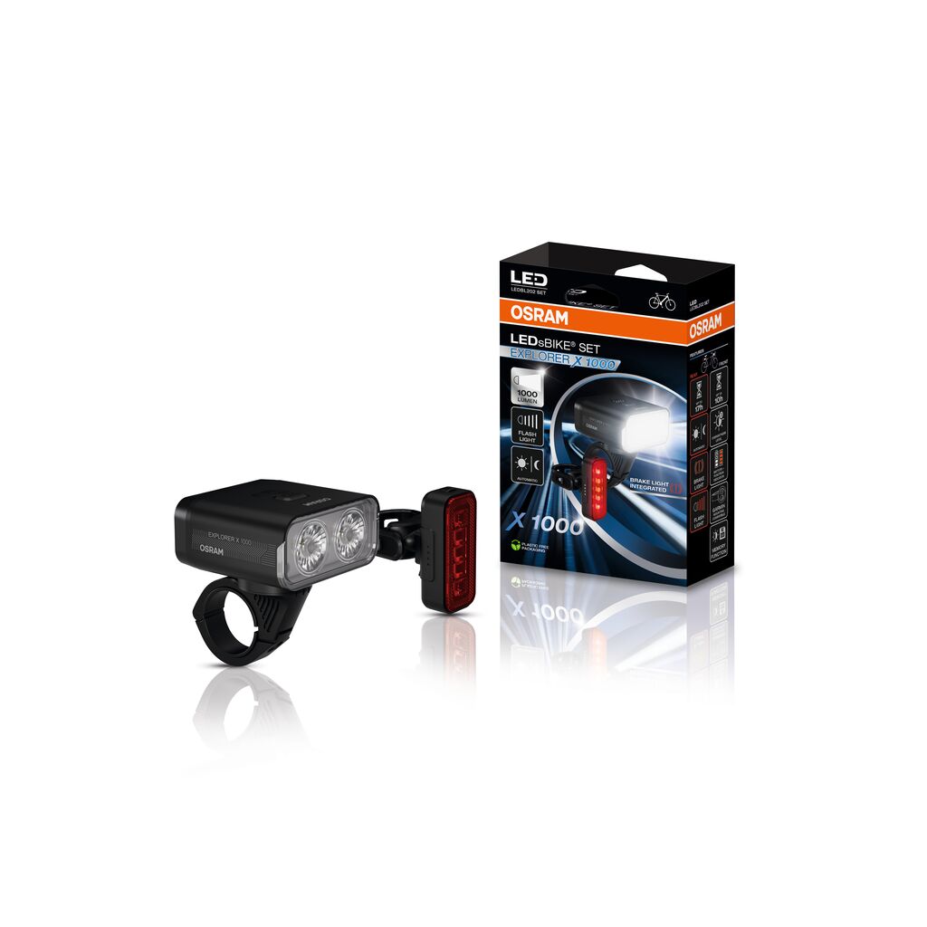 zestaw lampek rowerowych przód i tył Osram LEDsBIKE EXPLORER X 1000 SET LEDBL202 SET