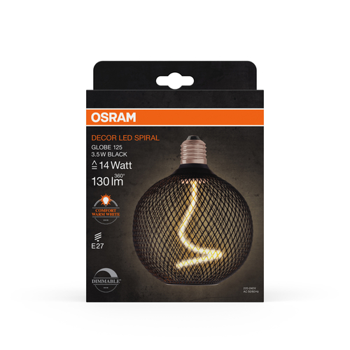 żarówka Osram DECOR LED SPIRAL FILAMENT GLOBE BLACK w metalowym koszu - obrazek 4