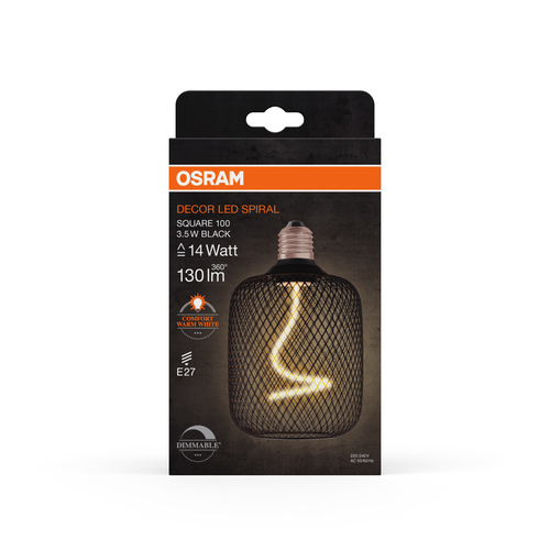żarówka Osram DECOR LED SPIRAL FILAMENT SQUARE BLACK DIM w metalowym koszu - obrazek 5