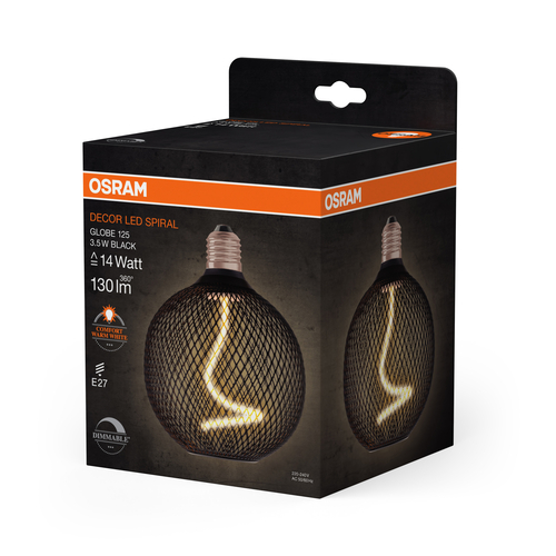 żarówka Osram DECOR LED SPIRAL FILAMENT GLOBE BLACK w metalowym koszu - obrazek 5