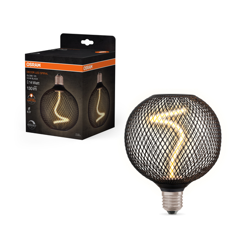 żarówka Osram DECOR LED SPIRAL FILAMENT GLOBE BLACK w metalowym koszu