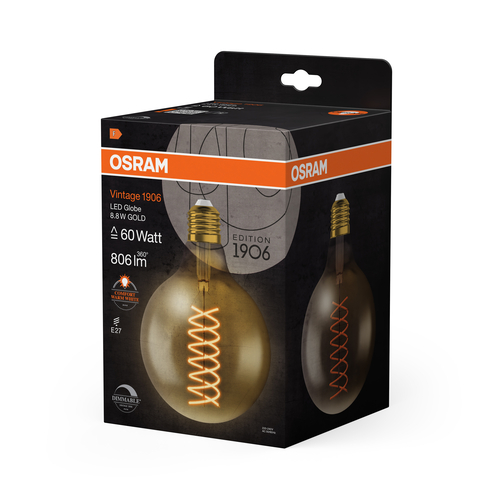 żarówka ściemnialna ozdobna LED Osram Vintage 1906 Globe Filament 8,4W E27 - obrazek 6