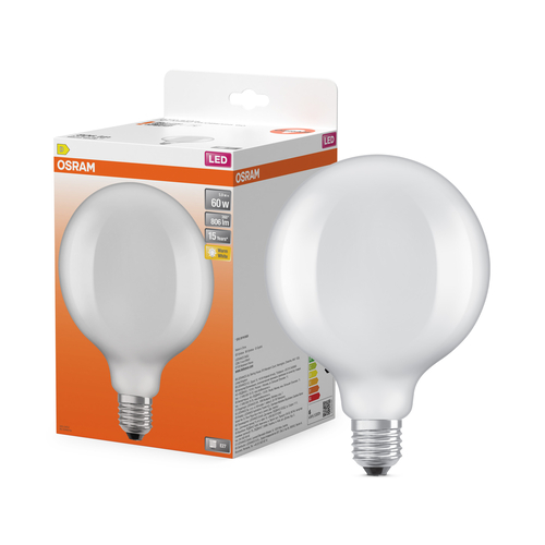 duża szklana żarówka OSRAM LED Retrofit CLASSIC GLOBE E27 5,9W= 60W ciepła