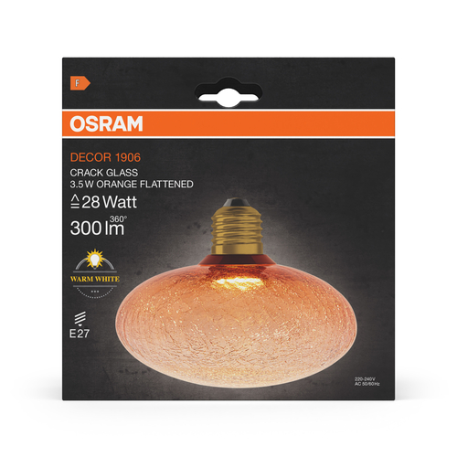 szklana lampa z płaską żarówką LED Osram DECOR RACKED GLASS orange E27 - obrazek 10
