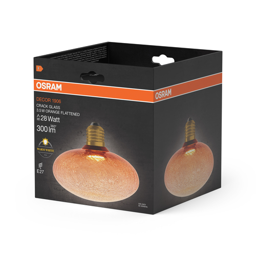szklana lampa z płaską żarówką LED Osram DECOR RACKED GLASS orange E27 - obrazek 8