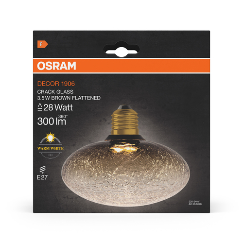 szklana lampa z płaską żarówką LED Osram DECOR RACKED GLASS brown E27 - obrazek 10