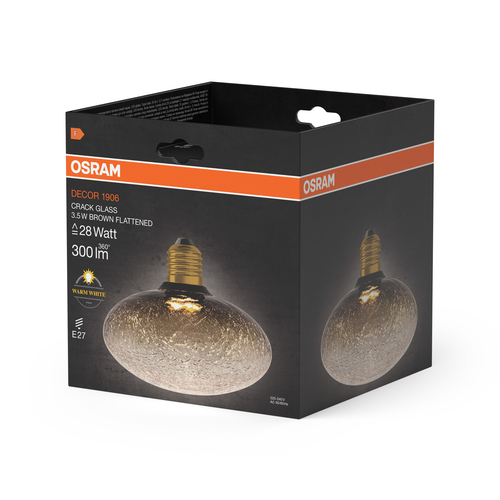 szklana lampa z płaską żarówką LED Osram DECOR RACKED GLASS brown E27 - obrazek 11